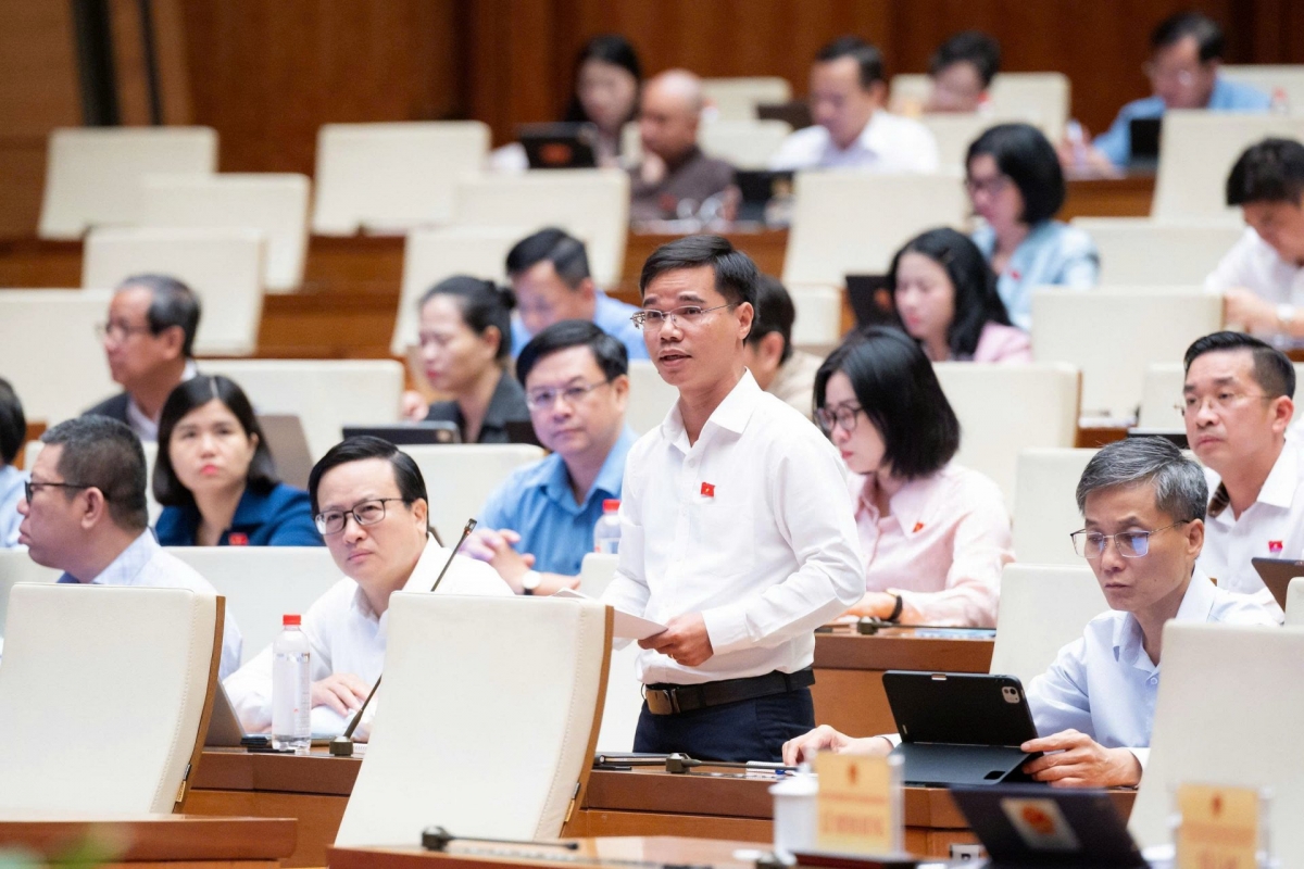 National Assembly Deputy Nguyen Xuan Nghiem of Da Nang city speaks at the meteing (Photo: quochoi.vn)