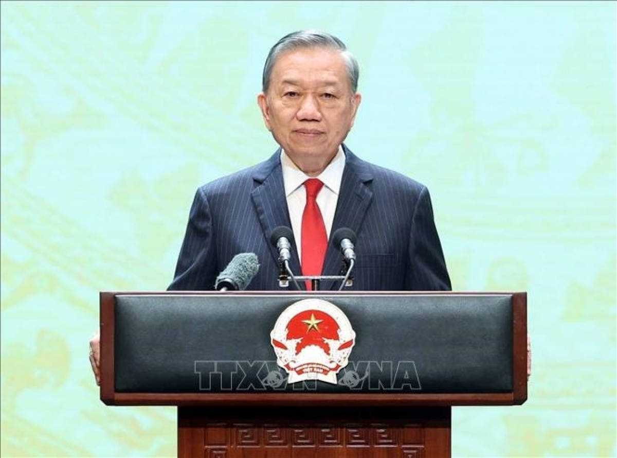 General Secretary and President To Lam delivers a speech commemorating the 81st National Day of the Socialist Republic of Vietnam. (Photo: VNA)