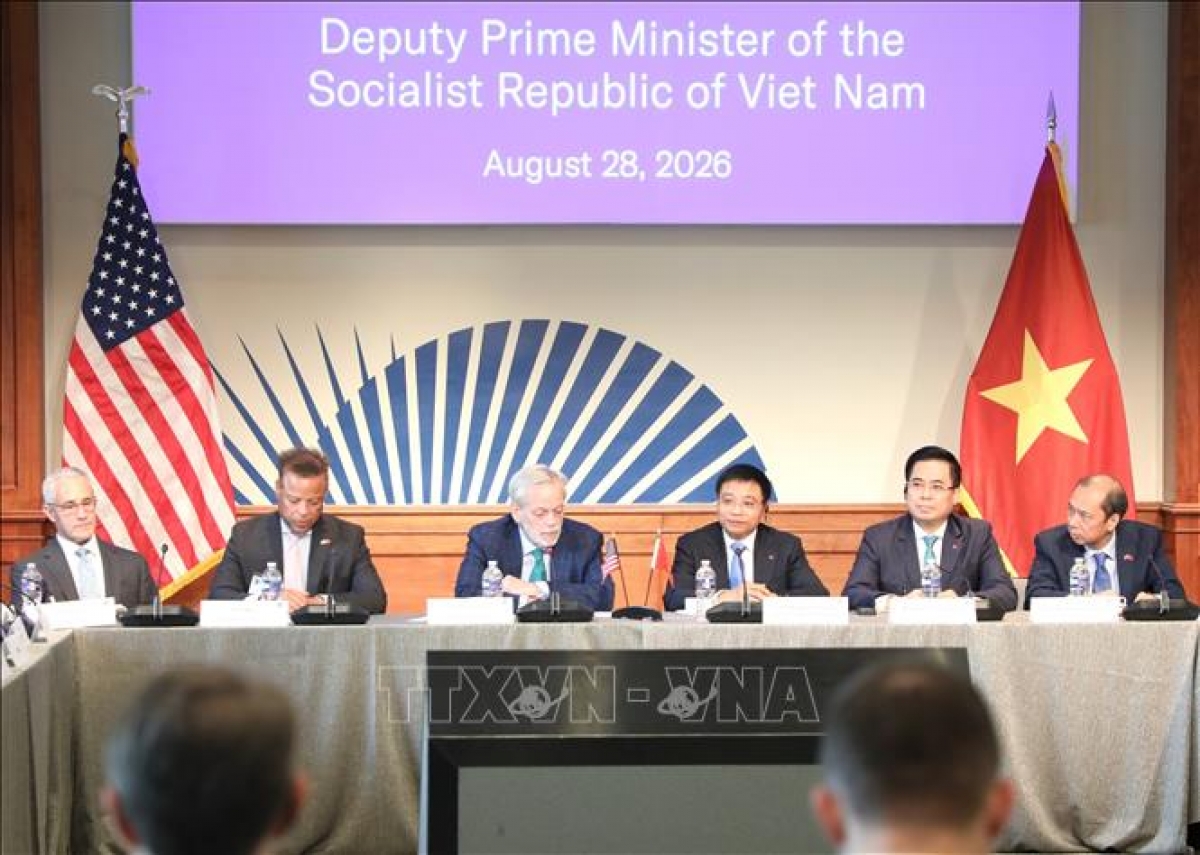 Deputy Prime Minister Nguyen Van Thang attends a meeting with US businesses in Washington D.C. on August 28, 2026. (Photo: VNA)