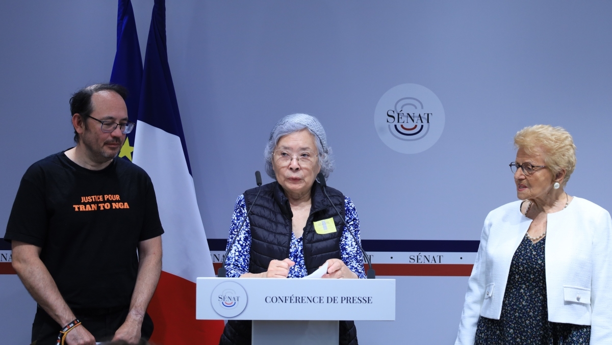 Tran To Nga reaffirms her determination to pursue the lawsuit to the very end at a press conference at the French Senate in June 2026. (Photo: Anh Tuan - VOV correspondent in Paris)