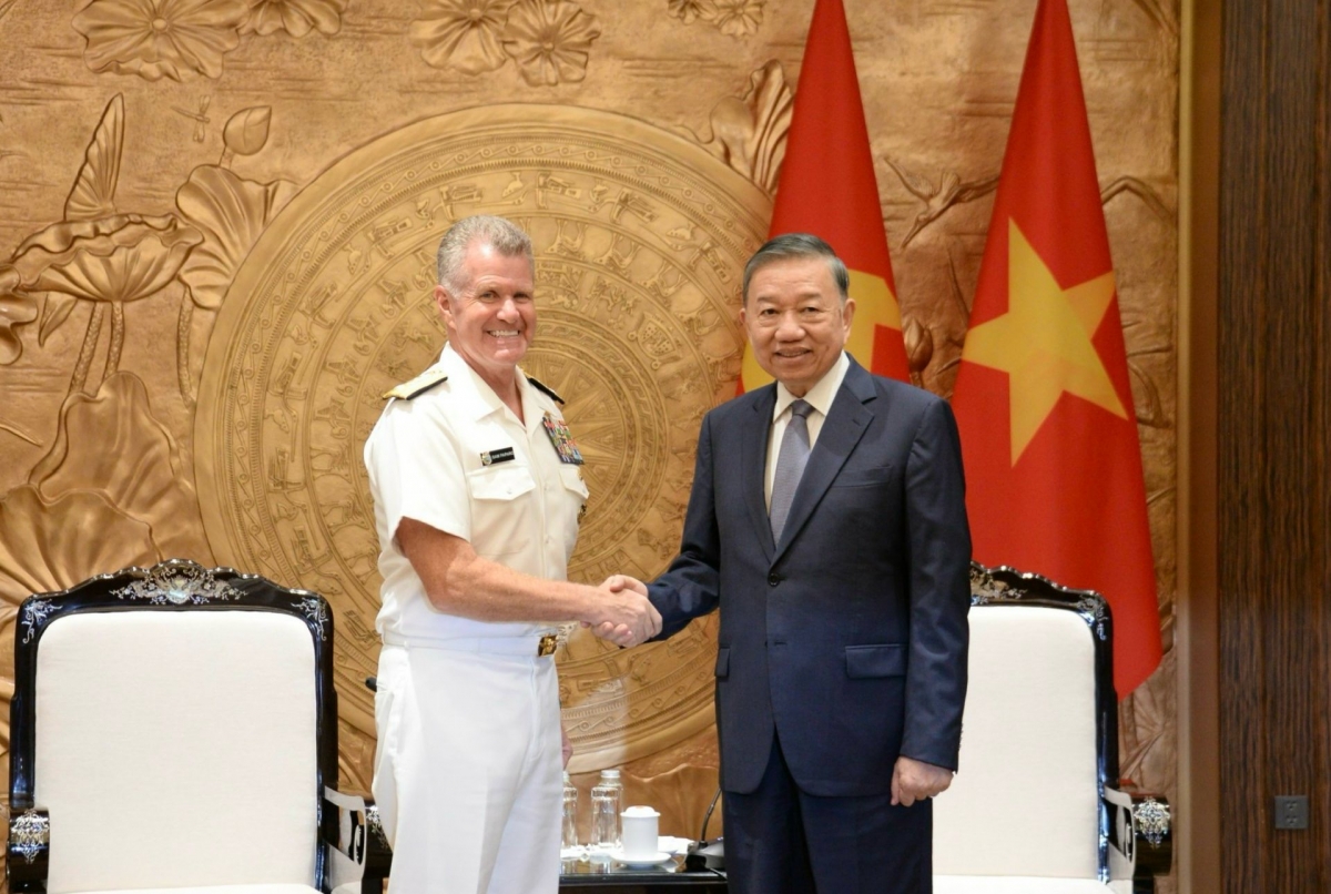 Party General Secretary and State President To Lam welcomes Admiral Samuel Paparo, Commander of the US Indo-Pacific Command, Hanoi, August 5, 2026. (Photo: VOV/Viet Cuong)