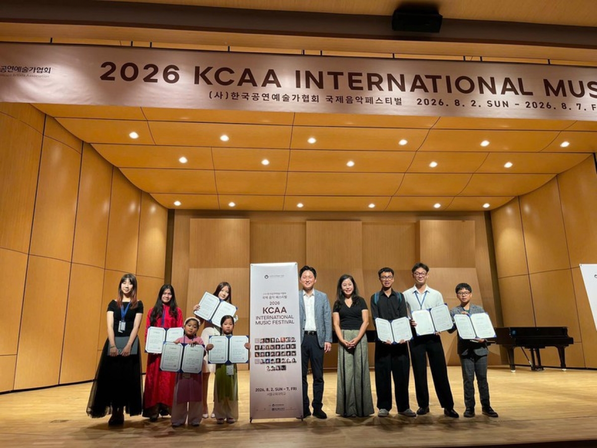 Die vietnamesische Delegation beim Internationalen Musikfestival in Südkorea. (Foto: VGP)