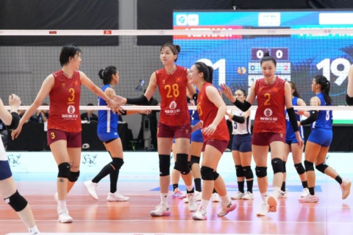 Die vietnamesische Frauen-Volleyballmannschaft strebt das Viertelfinale der Asienmeisterschaft 2026 an. (Foto: bongdaplus.vn)