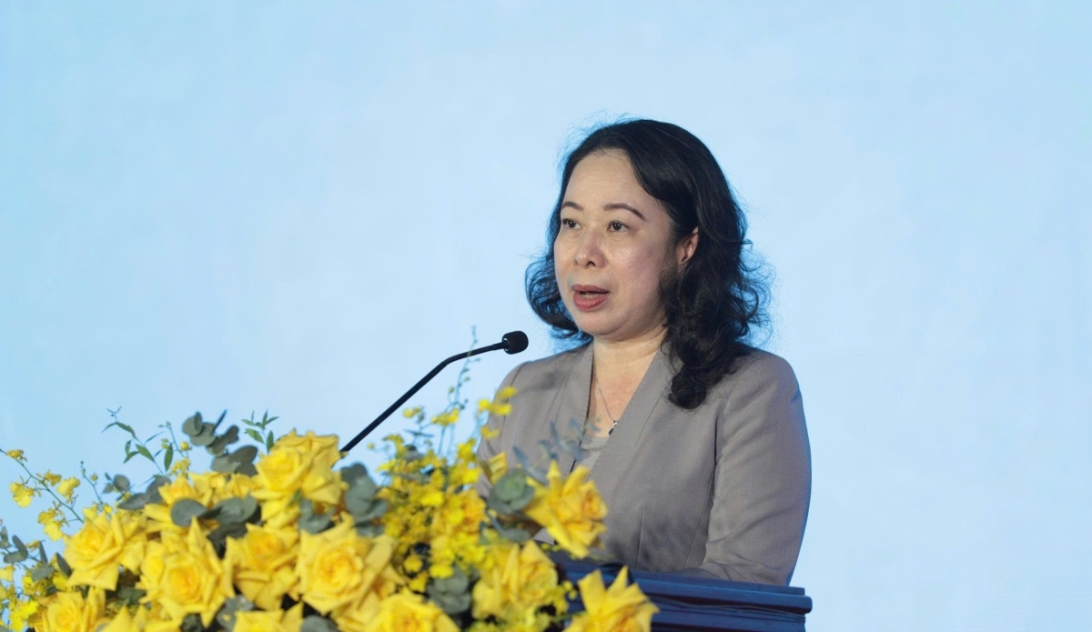 Vice President Vo Thi Anh Xuan speaks at the All-People Protecting National Security Festival in Phu Tho province. (Photo: Dinh Tuan/VOV-Northeast Region) 