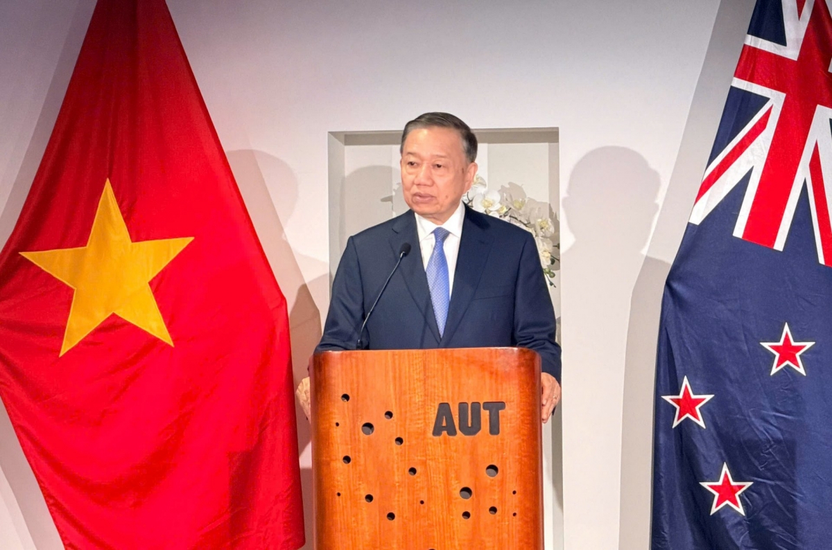 General Secretary and President To Lam speaks at the Vietnam–New Zealand Higher and Vocational Education Forum at Auckland University of Technology. (Photo: Viet Cuong/VOV)