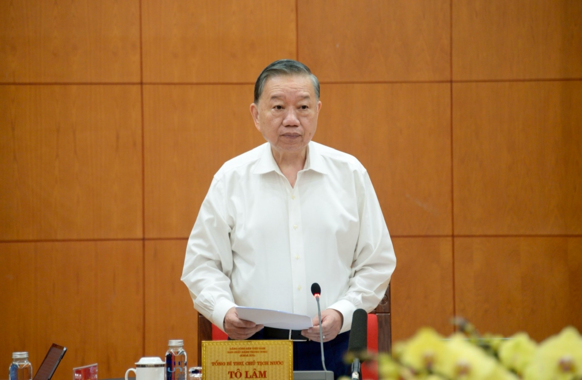 Sekjen sekaligus Presiden To Lam berbicara pada temu kerja tersebut. (Foto: Viet Cuong/VOV)