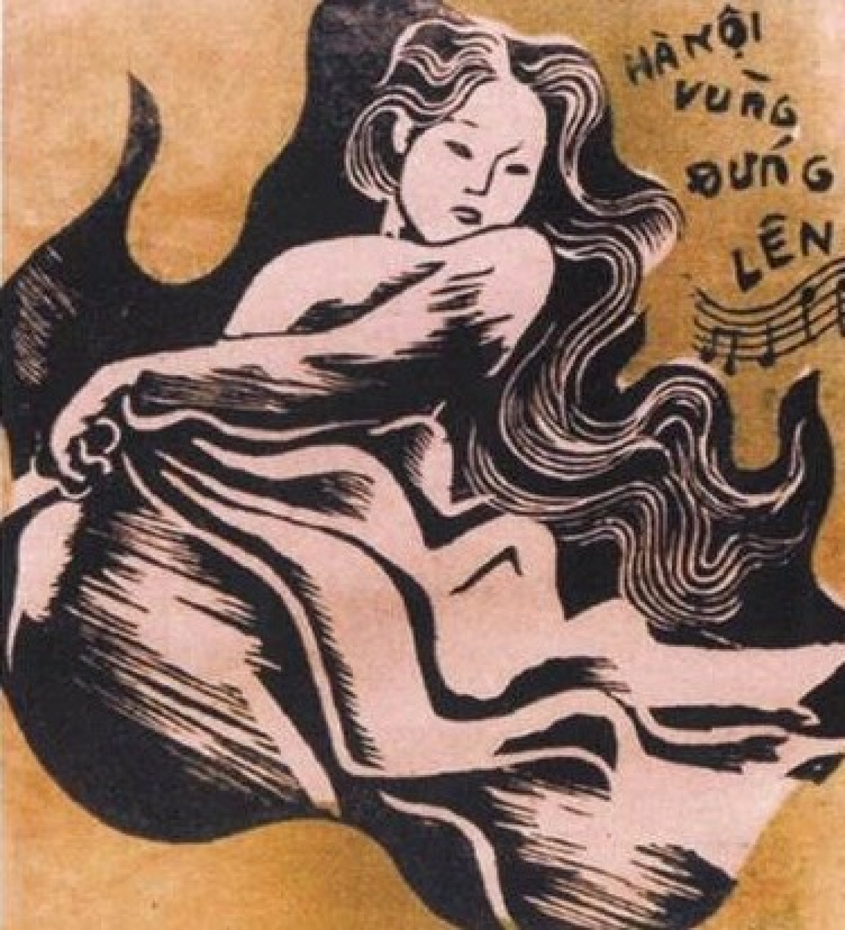 "Hà Nội vùng đứng lên" (điêu khắc gỗ -1946, danh họa Tô Ngọc Vân)