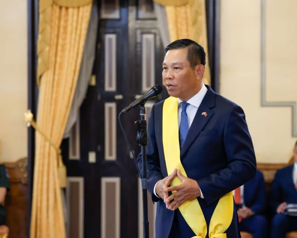 El embajador Vu Trung My expresa el gran honor que siente al recibir a Orden Francisco de Miranda de Primera Clase. Foto: Embajada de Vietnam en Venezuela