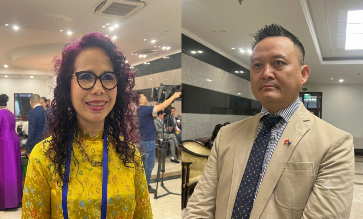Ngo Thi Bich Ngoc, an overseas Vietnamese resident in the Netherlands, and Ly Hoang Duy, CEO of 4Ways Group in Australia (Photo: VOV)