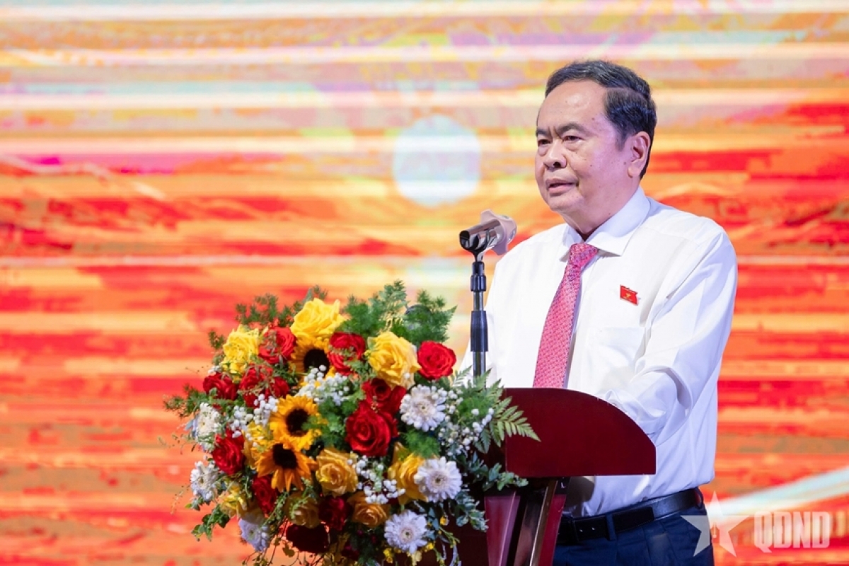 Chủ tịch Quốc hội Trần Thanh Mẫn phát biểu chỉ đạo tại hội nghị. Ảnh: QDND