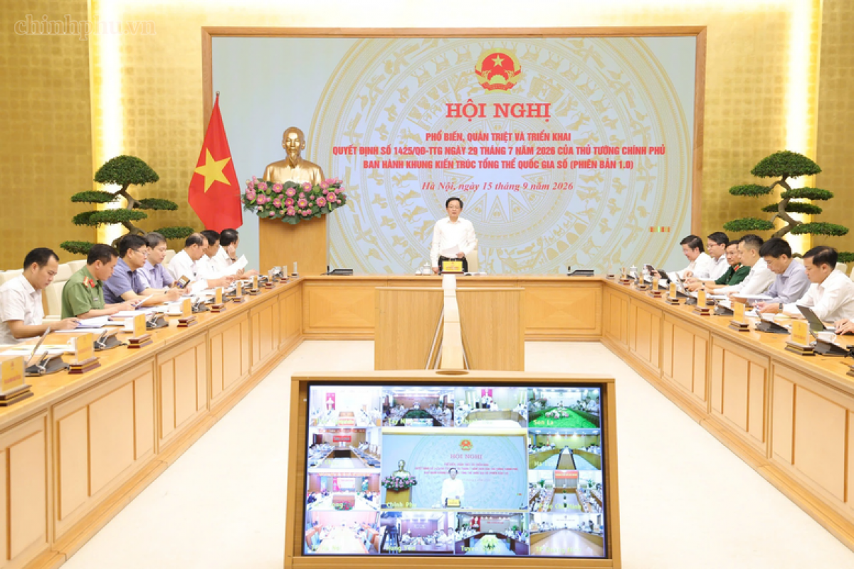 El viceprimer ministro vietnamita Ho Quoc Dung interviene en la reunión. Foto: VGP