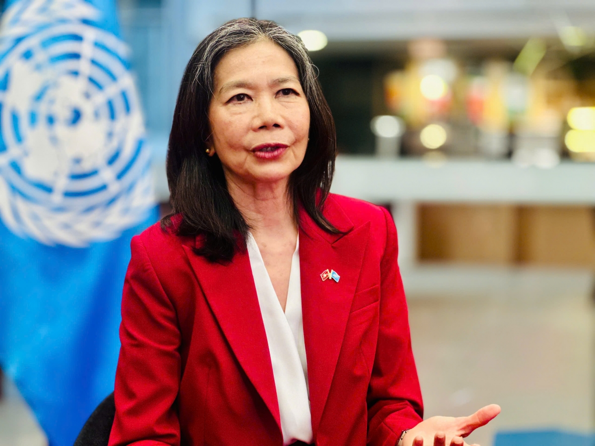 UN Resident Coordinator in Vietnam Pauline Tamesis speaks at a joint press conference with Vietnamese media ahead of Party General Secretary and President To Lam’s working visit to the US. (Photo: VOV)