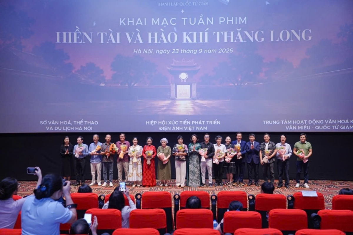 Khán giả tham dự Tuần phim “Hiền tài và Hào khí Thăng Long”, diễn ra từ ngày 23 - 28/9 trong chuỗi hoạt động kỷ niệm 950 năm Quốc Tử Giám. Ảnh: BTC/VOV