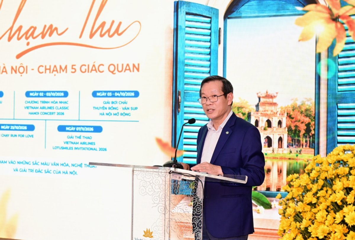 Phó Tổng Giám đốc Vietnam Airlines Đặng Anh Tuấn phát biểu tại sự kiện. Ảnh: TITC