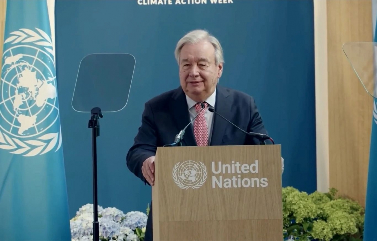UN Secretary-General António Guterres speaks at a high-level meeting on climate action and the just transition in New York on September 23, 2026 within the framework of UNGA high-level week. (Photo: VNA)