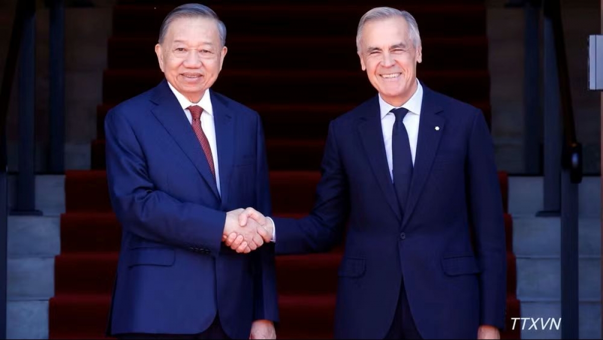 General Secretary and President To Lam and Canadian Prime Minister Mark Carney. (Photo: VNA)