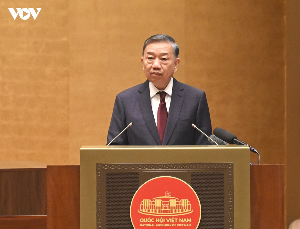 General Secretary of the Communist Party of Vietnam Central Committee and President To Lam addresses the conference. (Photo: VOV)