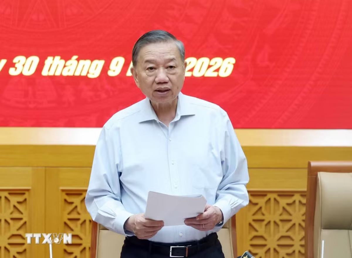General Secretary and President To Lam, Secretary of the Central Military Commission, delivering a speech  (Photo: VNA)