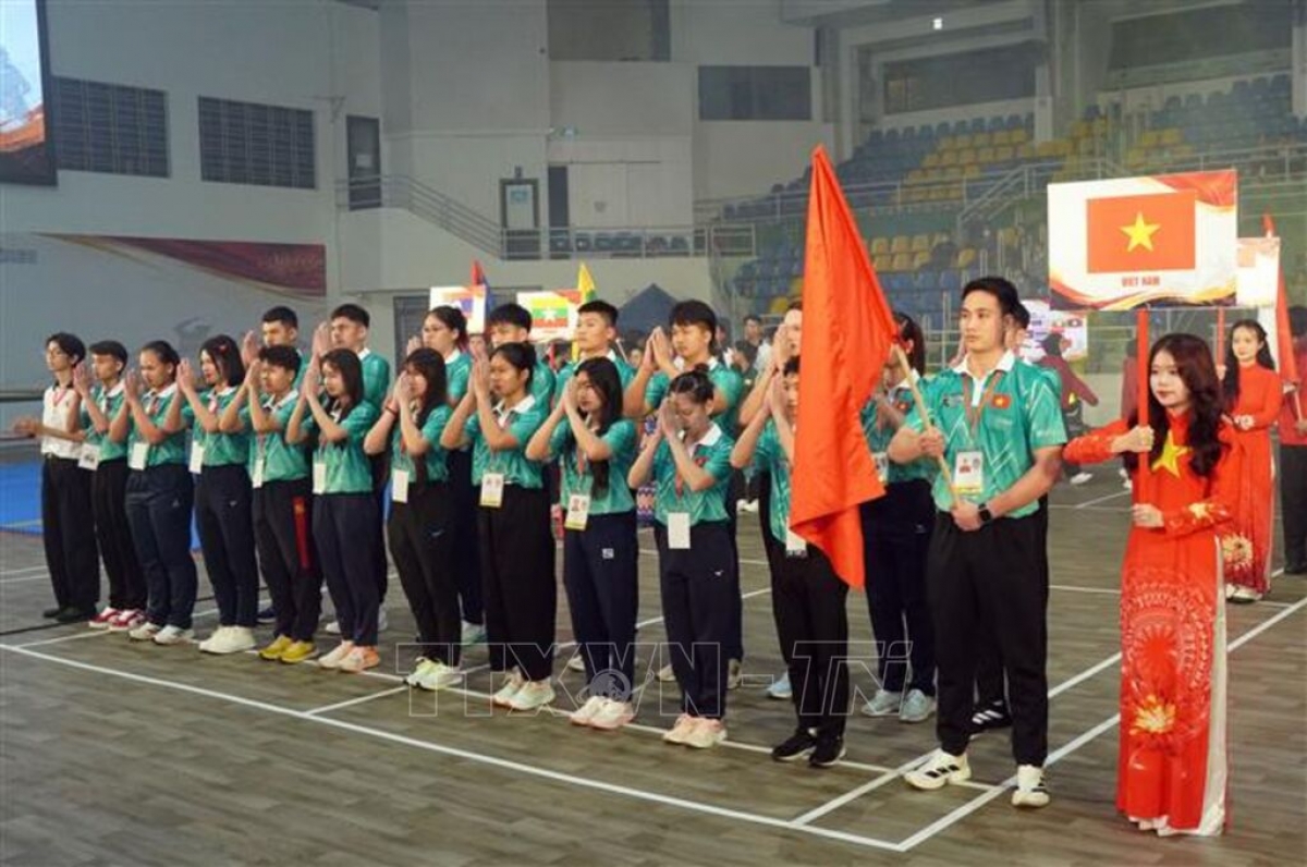 Vietnamese athletes attend the opening ceremony of the 2026 Southeast Asian Pencak Silat Championships in HCM City. (Photo: Trung Tuyen/VNA)