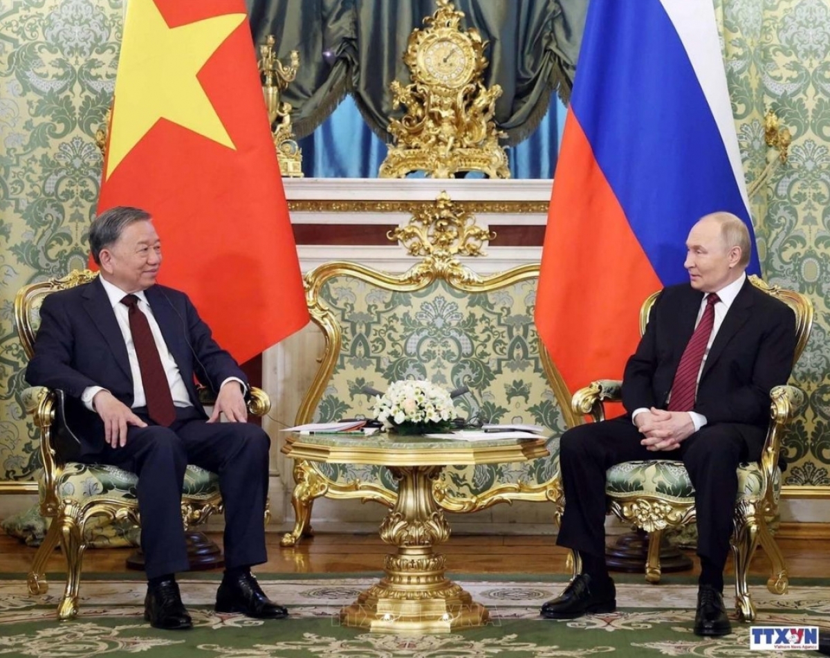 Tổng Bí thư, Chủ tịch nước Tô Lâm và Tổng thống Nga Vladimir Putin. Ảnh: TTXVN