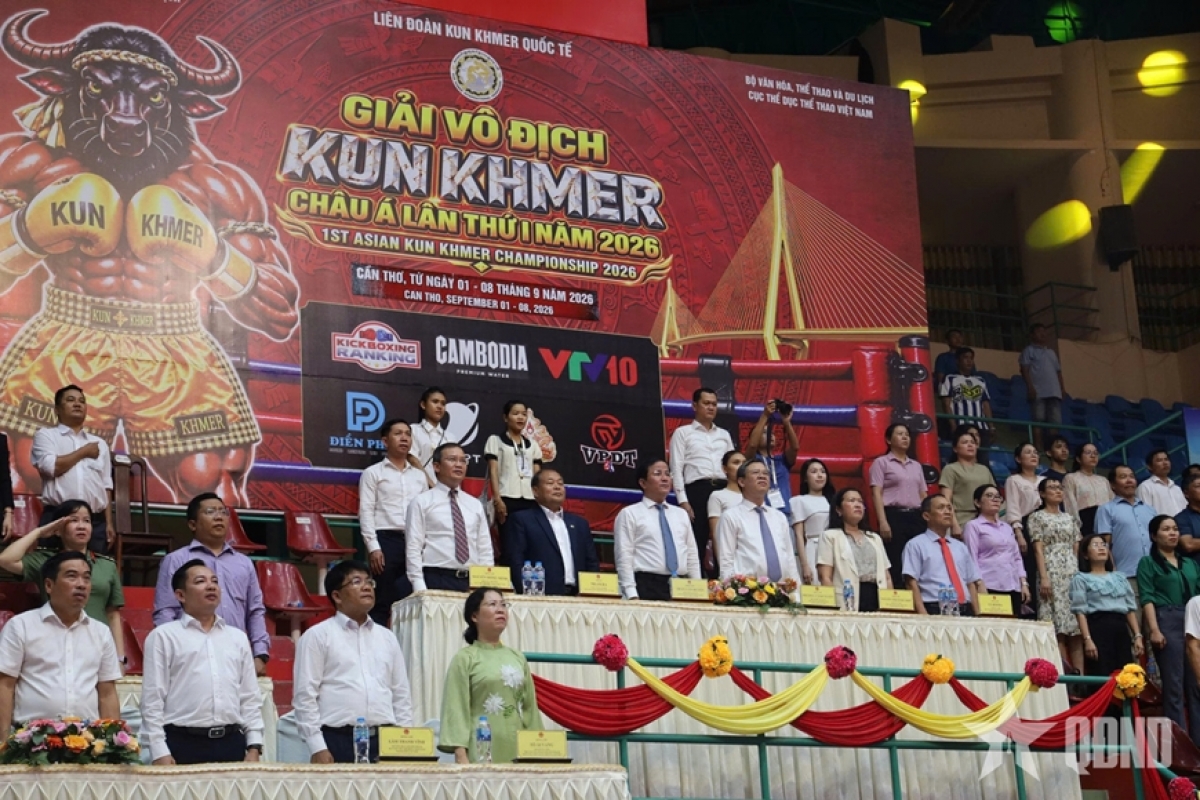 Delegates attending the opening ceremony of the 1st Asian Kun Khmer Championship. (Photo: qdnd.vn)