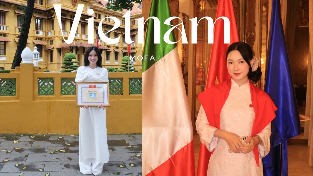 Chị Lê Thu Phương tại một sự kiện quảng bá văn hóa ở Italia. Ảnh: NVCC