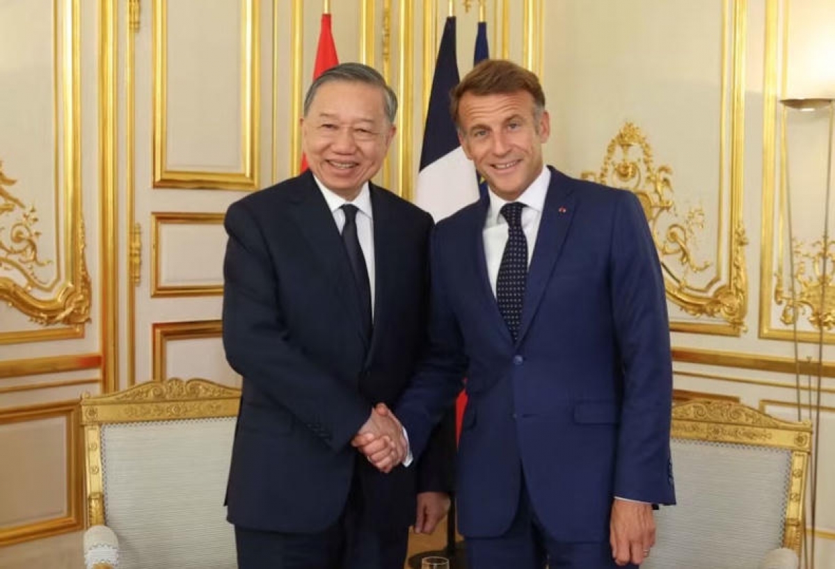 Tổng Bí thư, Chủ tịch nước Tô Lâm và Tổng thống Pháp Emmanuel Macron.<br>
Ảnh: TTXVN