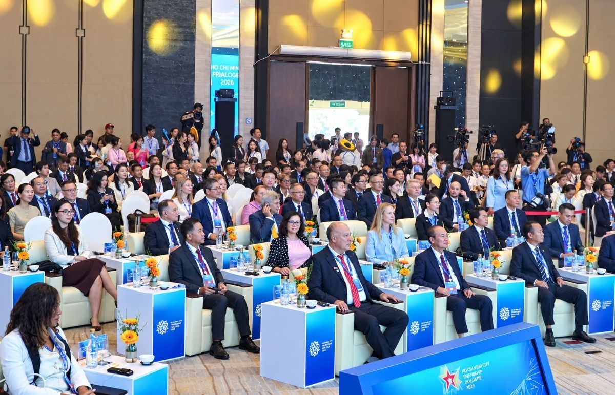 Các đại biểu tham dự Hội nghị Thị trưởng trong khuôn khổ Đối thoại Hữu nghị TP.HCM lần thứ 3 năm 2026, sáng 11/9 tại phường Vũng Tàu. Ảnh:  VOV