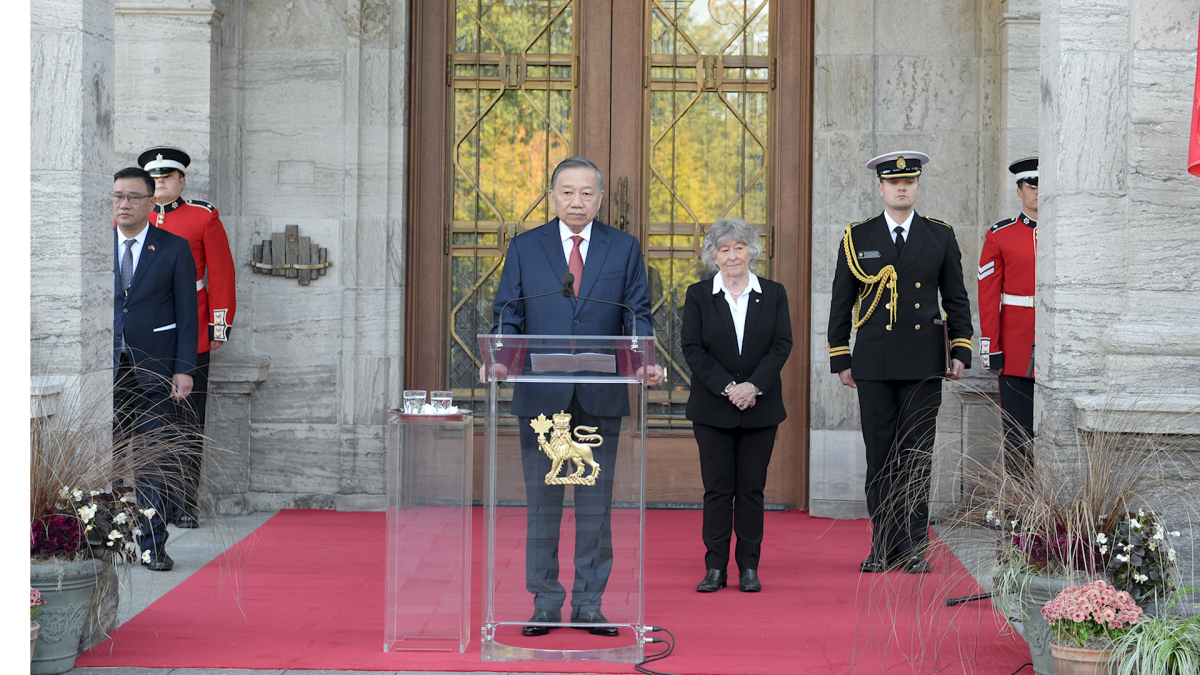 Party General Secretary and State President To Lam speaks to the press, Ottawa, Canada, September 24, 2026. (Photo: VOV)