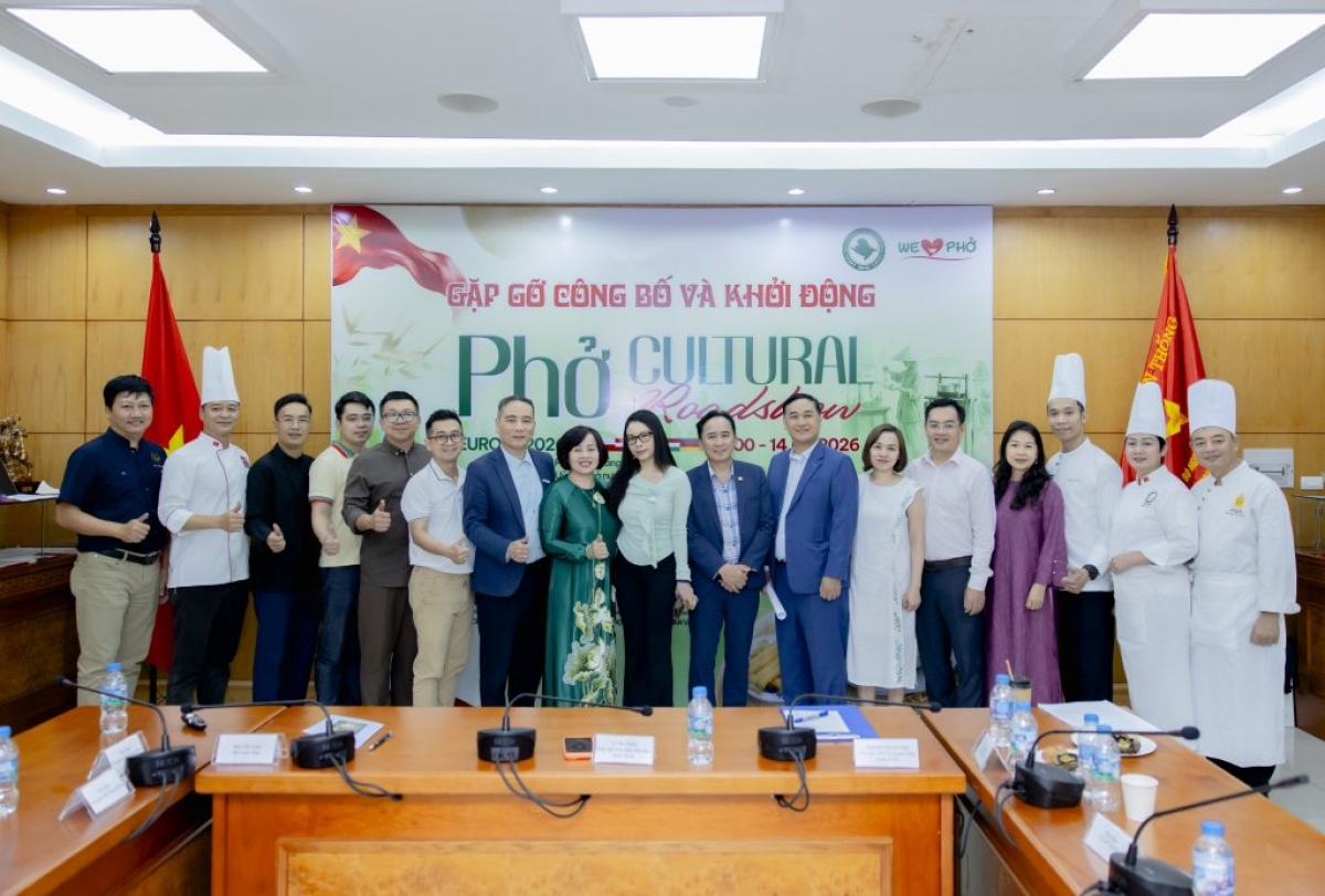 The “Pho Cultural Roadshow Europe 2026” is announced at a press conference, Hanoi, May 14, 2026 (Photo: welovepho.org)