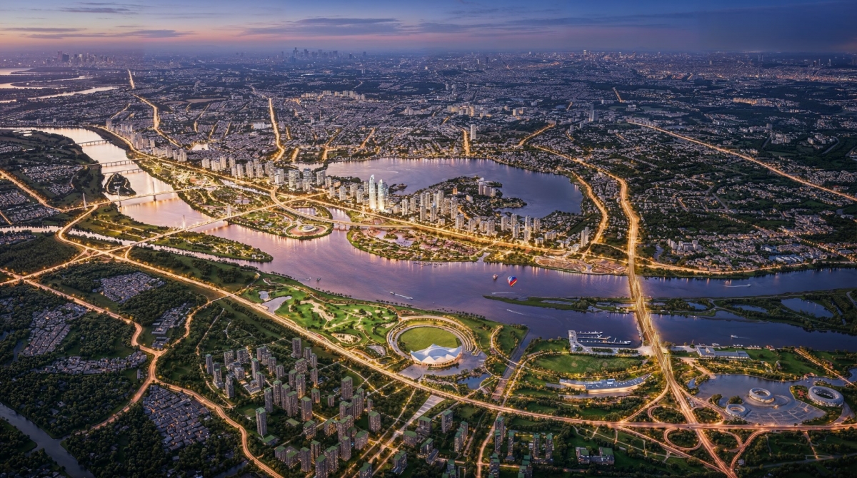 A rendering of the Red River Landscape Boulevard project (Photo: vov1.vov.vn)