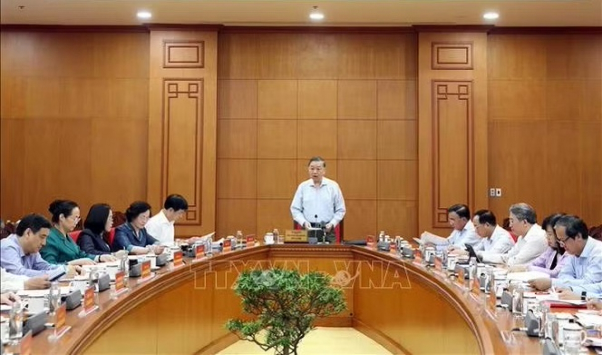 Party leader and President To Lam speaks at a working session on sports and physical development, Hanoi, October 2, 2026. (Photo: VNA/Thong Nhat)