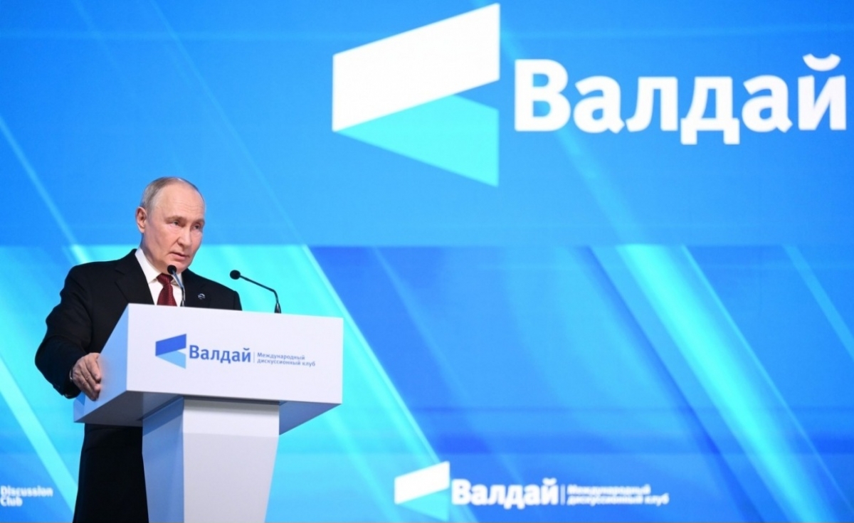 Le président russe Vladimir Poutine s'exprime lors de la 23ᵉ réunion annuelle du Club de discussion international Valdaï. Photo: Kremlin