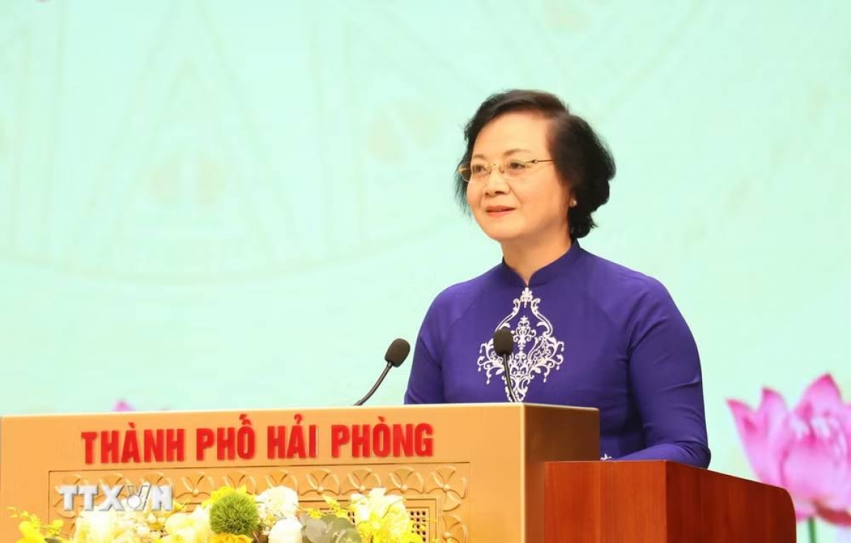 Vizepremierministerin Pham Thi Thanh Tra hält eine Rede bei der Veranstaltung. (Hoang Ngoc/ VNA)