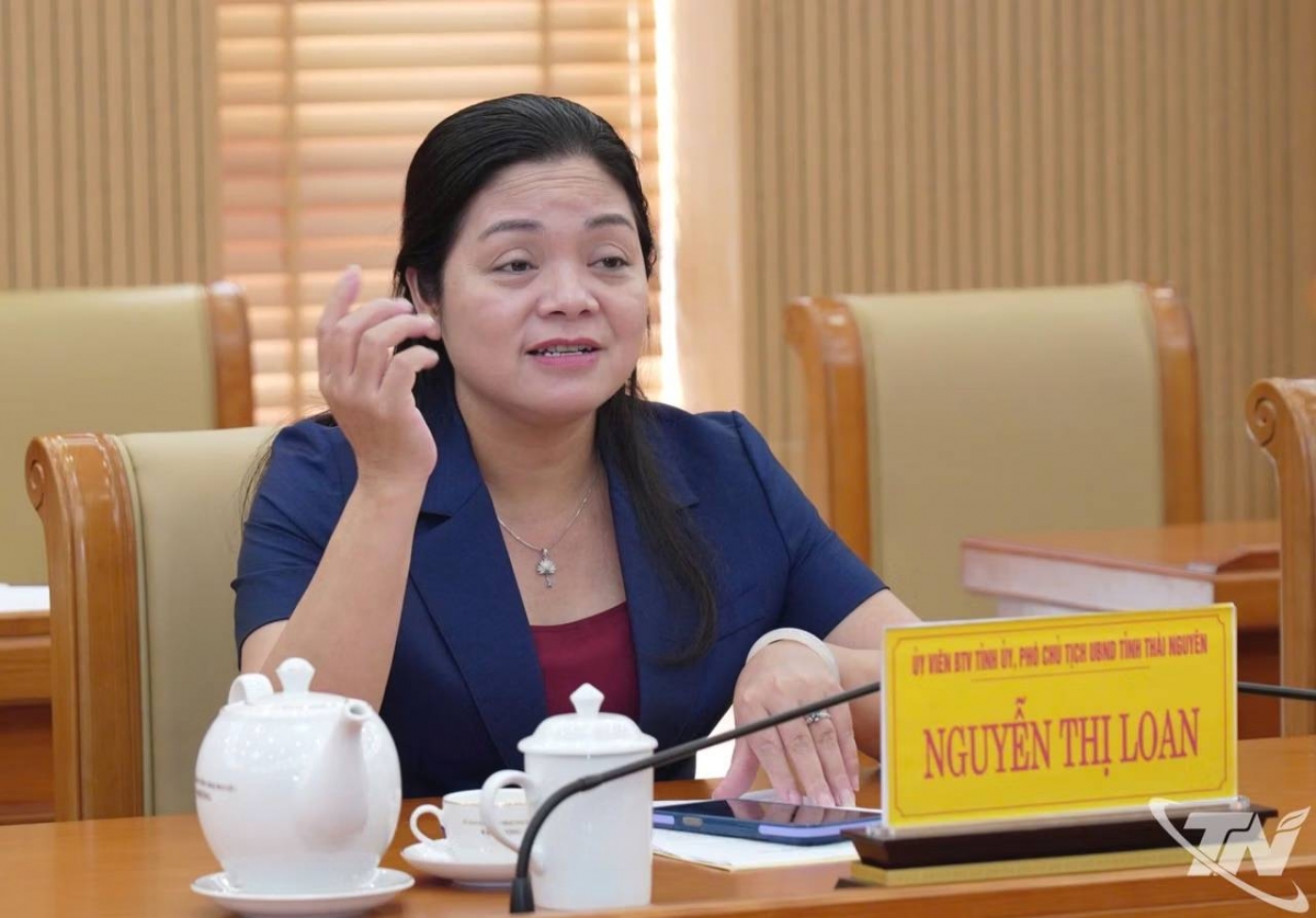 Vice Chairwoman of Thai Nguyen People’s Committee Nguyen Thi Loan at the meeting (Photo: baothainguyen.vn)