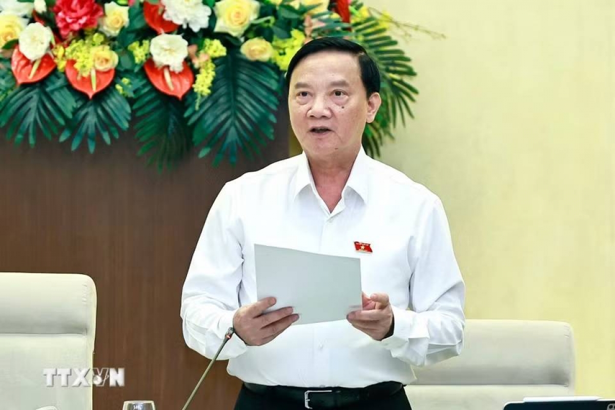 National Assembly Vice Chairman Nguyen Khac Dinh at a discussion on the draft Law on Urban Development at a session of the National Assembly Standing Committee (July 2026). (Photo: Doan Tuan/VNA)