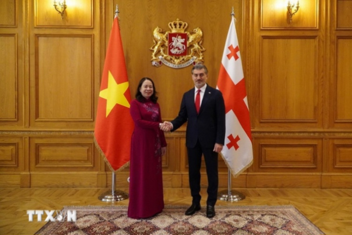 Phó Chủ tịch nước Võ Thị Ánh Xuân đã hội kiến Tổng thống Georgia Mikheil Kavelashvili. Ảnh: TTXVN