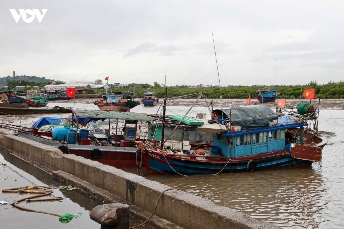 北部ハイフォン市ドーソン地区のゴックハイ漁港に避難する船舶（写真：Thanh Nga/VOV-Đông Bắc）