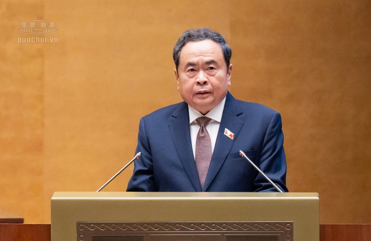 National Assembly President Tran Thanh Man delivers the opening remarks at the 2nd session of the 16th National Assembly. (Photo: quochoi.vn)