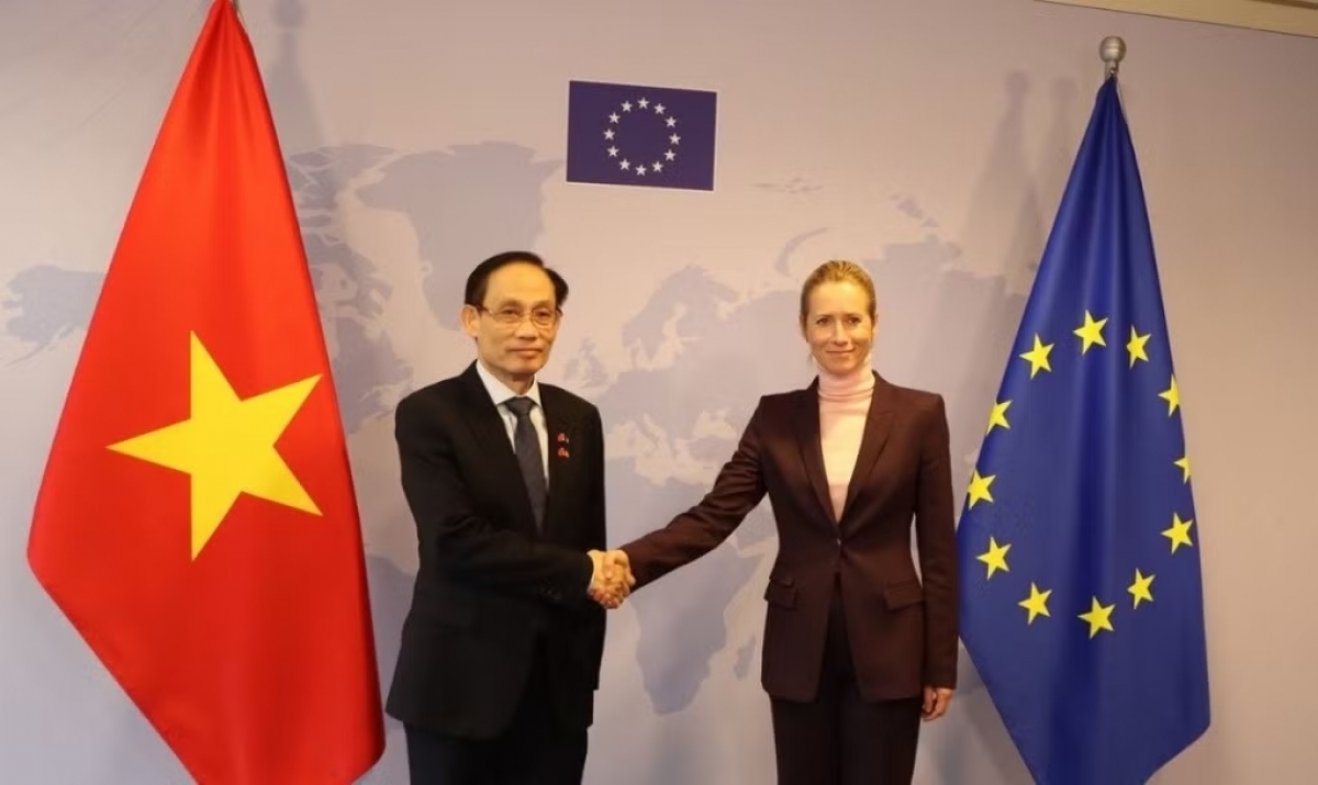 
Foreign Minister Le Hoai Trung and European Commission Vice-President and EU High Representative for Foreign Affairs and Security Policy Kaja Kallas (Photo: mofa.gov.vn)
