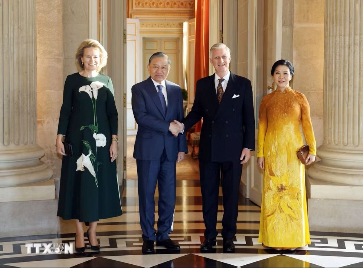 トー・ラム書記長・国家主席夫妻が、ベルギーのフィリップ国王、マティルド王妃と会見（写真：TTXVN）