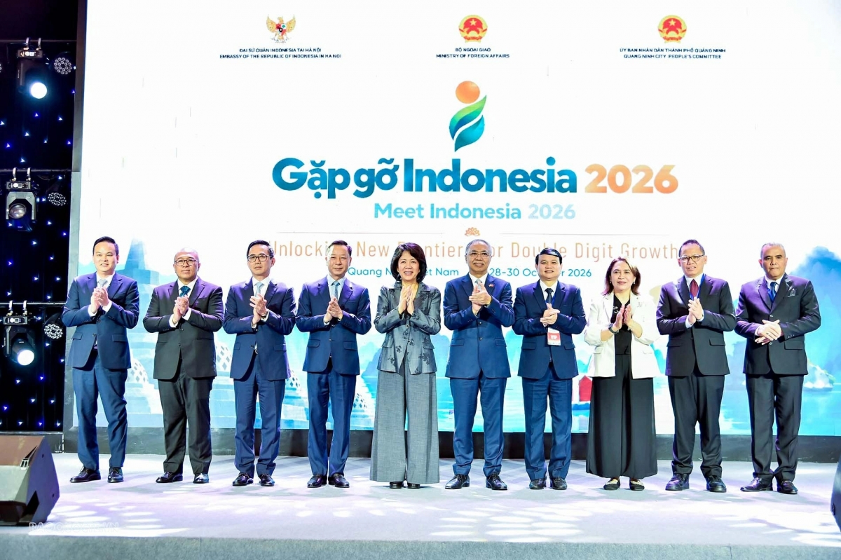 Wakil Menlu Nguyen Thi Hoang Van dan para delegasi pada Meet Indonesia 2026 (Foto: baoquocte.vn)