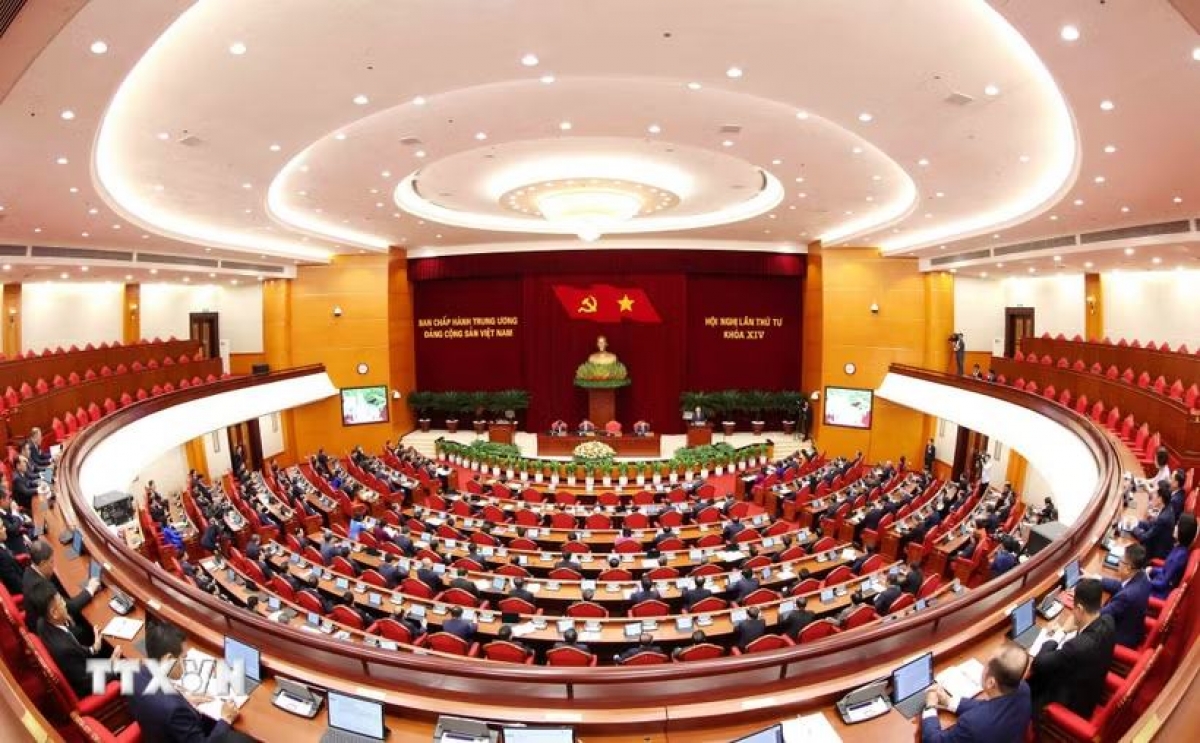 Toàn cảnh Phiên Khai mạc Hội nghị lần thứ tư Ban Chấp hành Trung ương Đảng khóa XIV. Ảnh: Phương Hoa/TTXVN