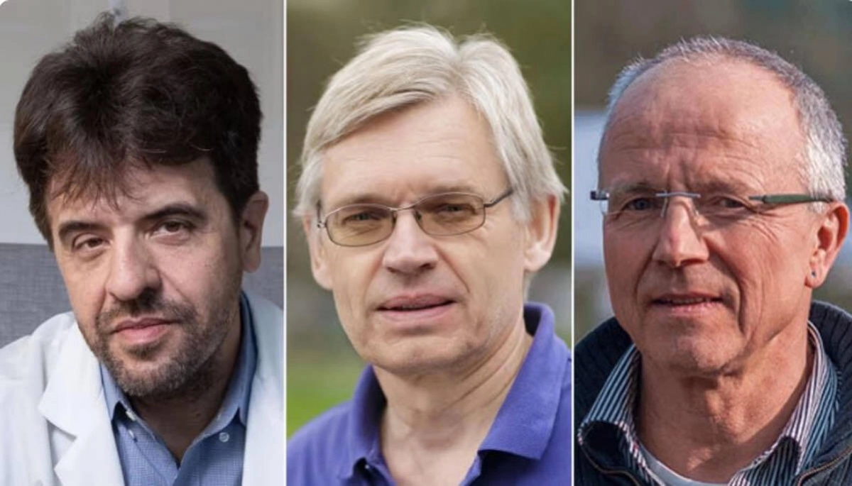 ノーベル生理学・医学賞の3人。左からダイセロス氏、ヘーゲマン氏、ナーゲル氏（スタンフォード・ヘルスケア／AIChE提供）