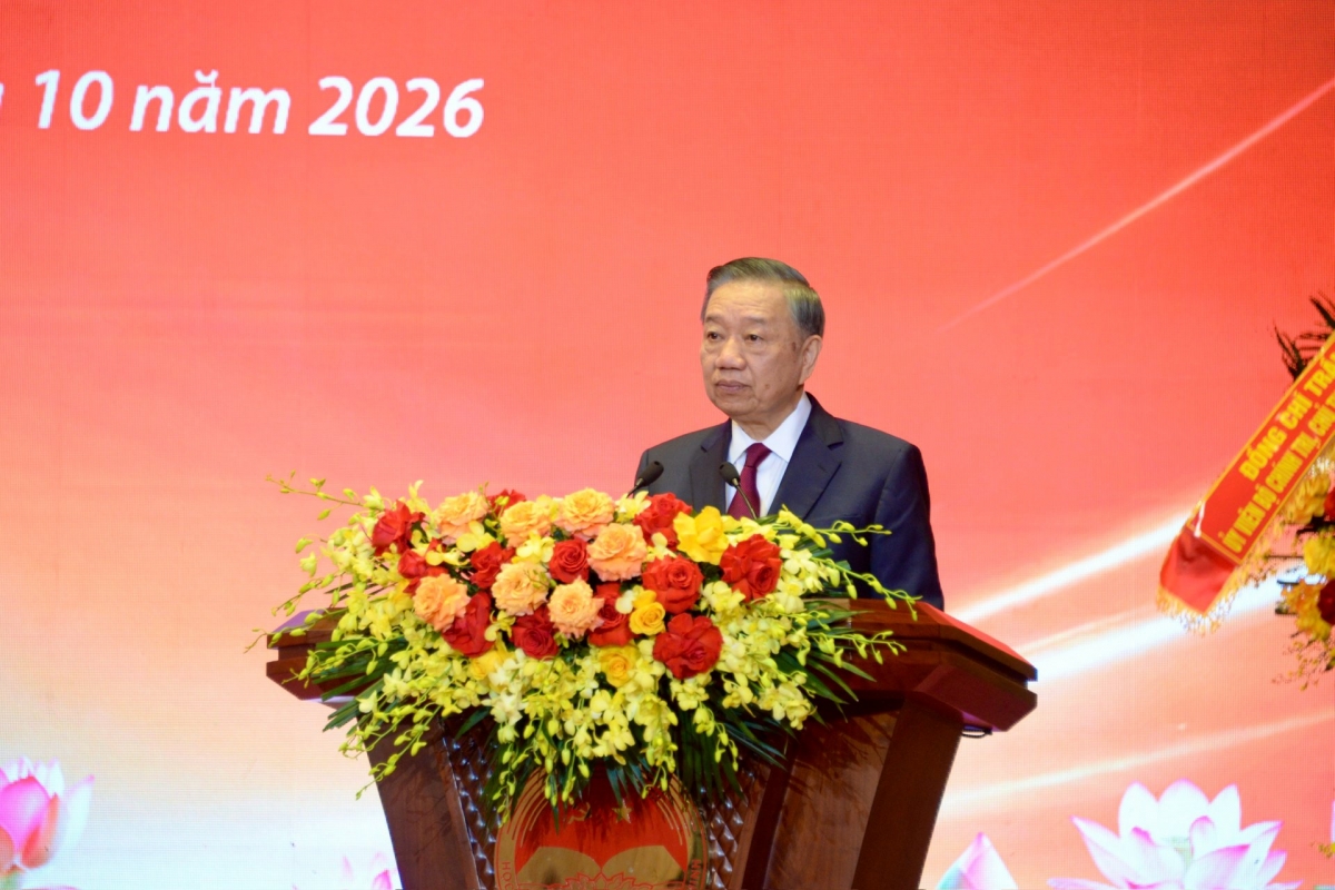 General Secretary and President To Lam delivers a speech at the commemoration ceremony. (Photo: Viet Cuong/VOV)