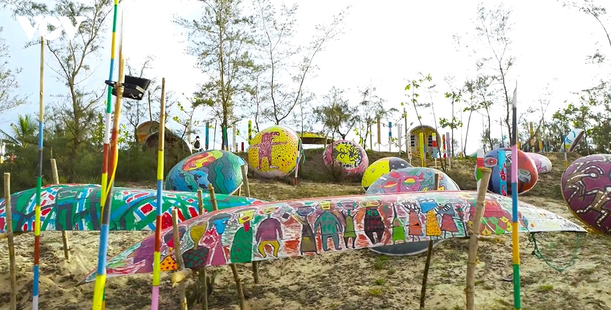 Die Bambuskorbboote von Phu My in einem Dorf für gemeindebasierten Kulturtourismus in der Stadt Da Nang. (Foto: Le Biet/VOV-Tay Nguyen)