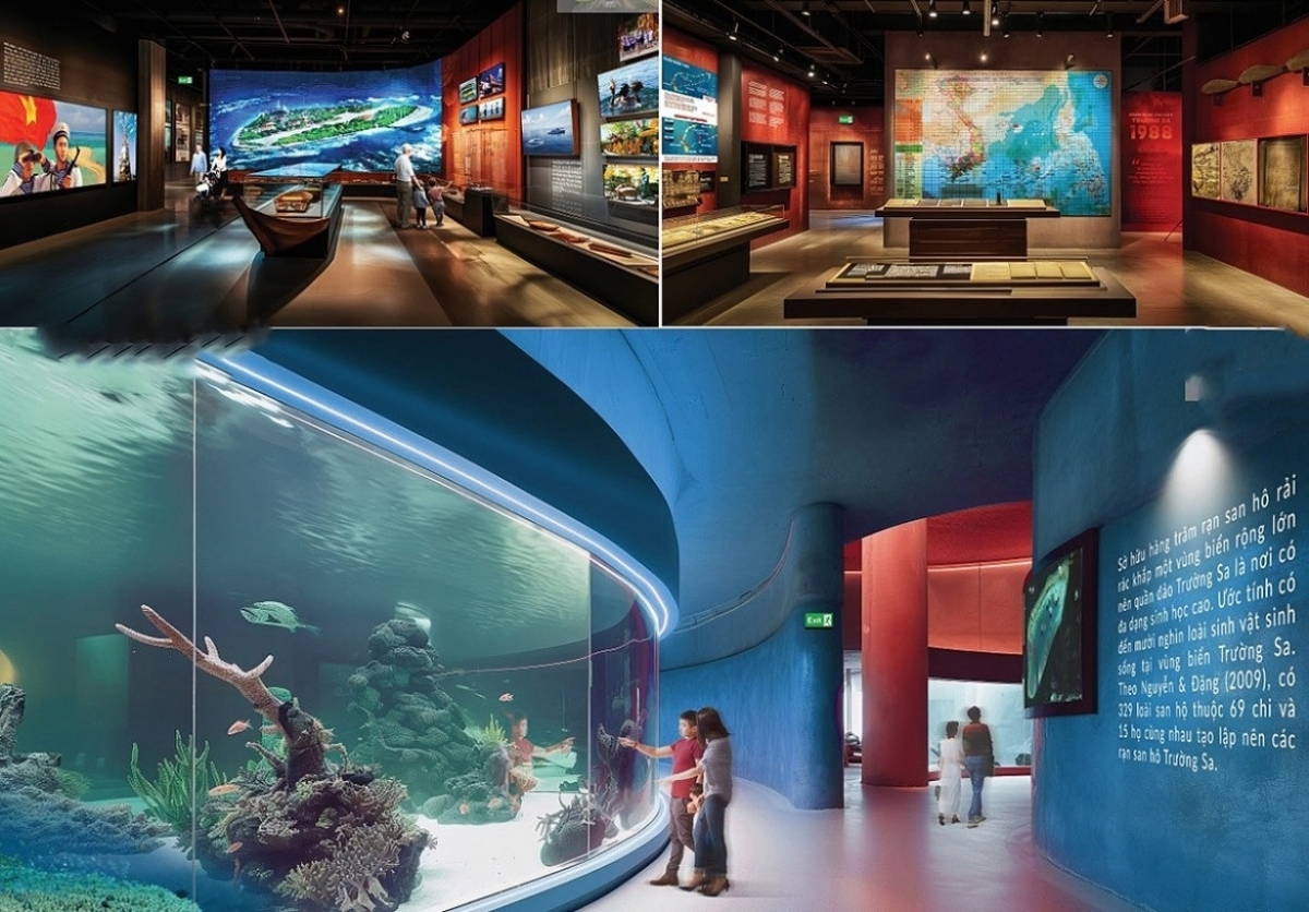 An image of exhibition space inside the Truong Sa Museum.