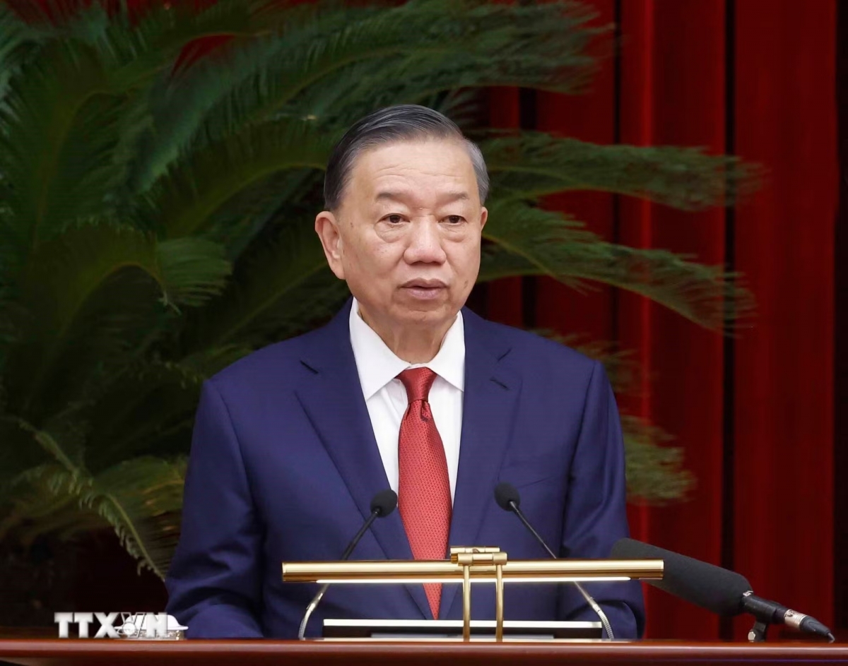 Tổng Bí thư, Chủ tịch nước Tô Lâm phát biểu bế mạc Hội nghị lần thứ tư Ban Chấp hành Trung ương Đảng khóa XIV. Ảnh: Thống Nhất/TTXVN
