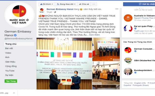 ສື່​ມວນ​ຊົນ​ເຢຍ​ລະ​ມັນ​ຕີ​ລາ​ຄາສູງເລື່ອງຫວຽດ​ນາມໃນການ​ໜູນ​ຊ່ວຍ​ບັນ​ດາ​ປະ​ເທດ​ເອີ​ລົບ​ໃນ​ການ​ປ້ອງ​ກັນ, ສະ​ກັດ​ກັ​້ນໂລກ​ລະ​ບາດ Covid – 19
