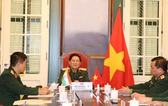 ການ​ໂອ້​ລົມ​​​ທາງ​ອອນ​ລາຍ​ຂອງລັດ​ຖະ​ມົນ​ຕີ​ກະ​ຊວງ​ປ້ອງ​ກັນ​ປະ​ເທດ​ຫວຽດ​ນາມ-ອິນ​ເດຍ